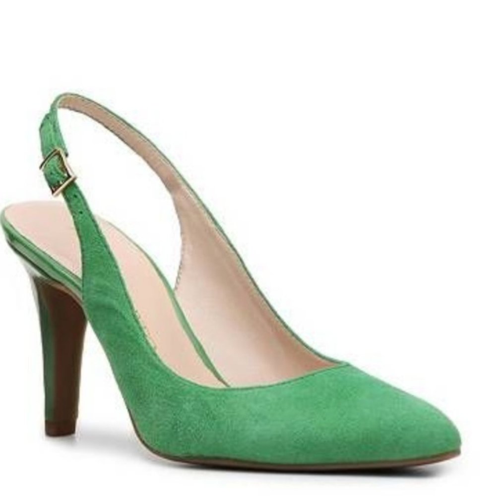 Franco Sarto Harla Green Sling Back Pumps sz 6.5